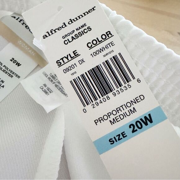 Alfred Dunner Women's Plus Size Straight-Leg Pants White Size 20W - Picture 5 of 6